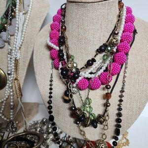 Large Jewelry Lot Vintage To New 3 Lbs 6 oz Chunky Colorful Wearable 46 Pieces